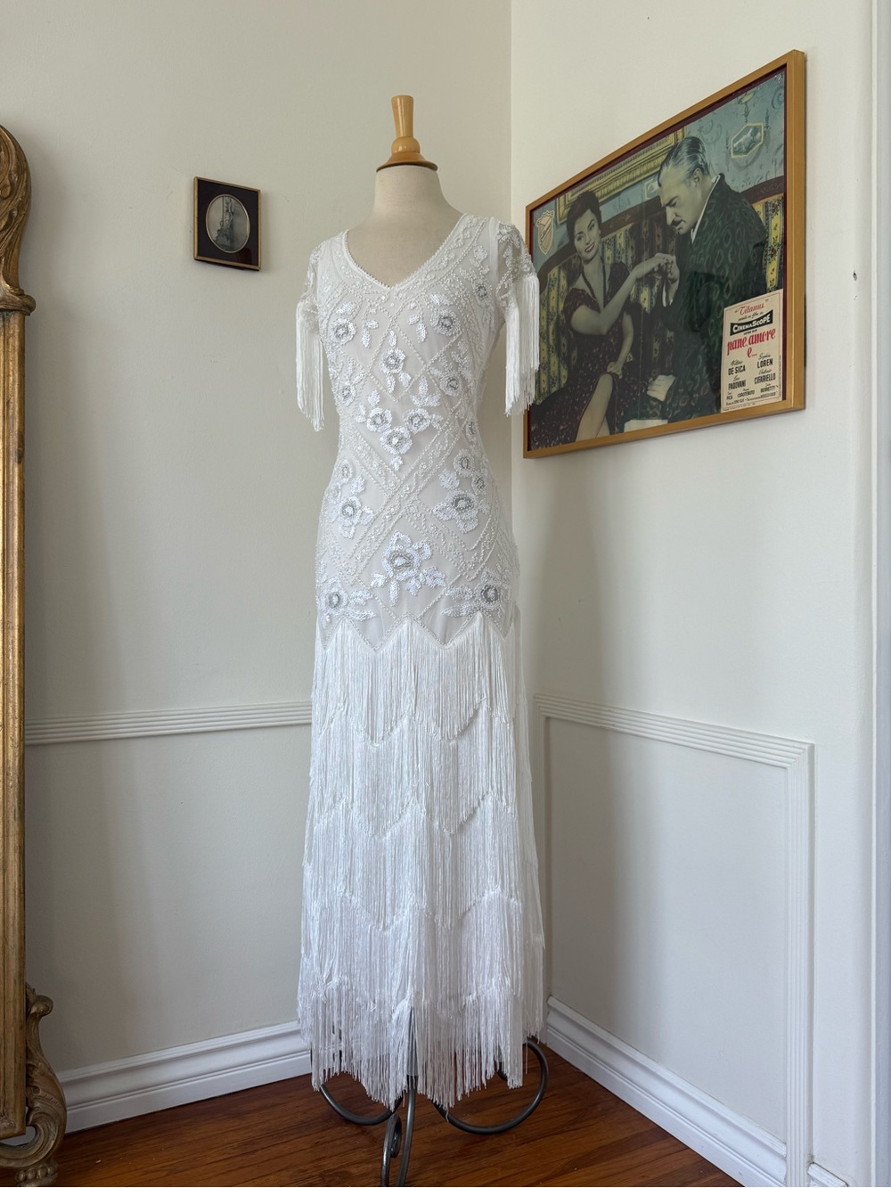 Beaded Fringe Maxi Wedding Dress